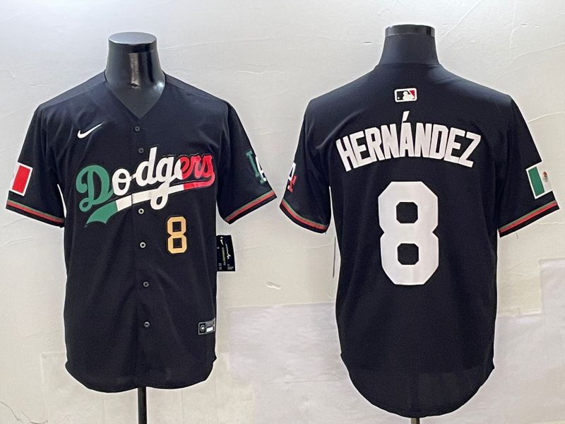Men Los Angeles Dodgers 8 Hernandez Black Mexico Nike 2025 MLB Jersey style 4